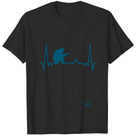 Ice Fishing Heartbeat T-shirt