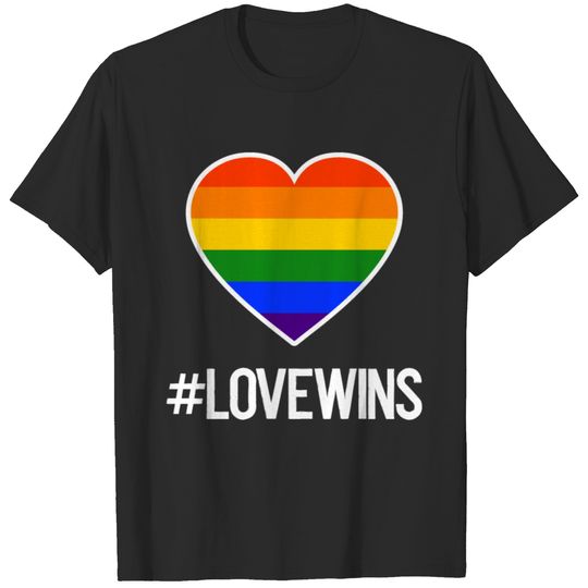 Love wins LGBT Gay Pride CSD Rainbow Flag T-shirt