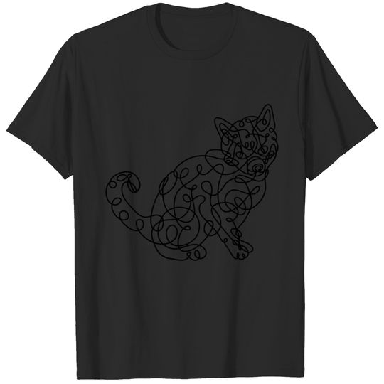 Cat spontaneous line styl T-shirt