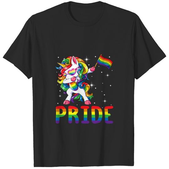 Pride LGBT Gay Be Lesbian Unicorn Dabbing Funny T T-shirt