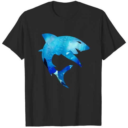 Double Exposure Animals Shark Aquarium Gift Idea T-shirt
