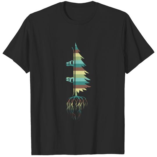 Snowboard Rainbow Tree Nature Snow Gift T-shirt