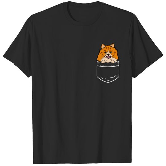 Pomeranian Pom Dog Pocket Bag Shirt Funny Gift T-shirt