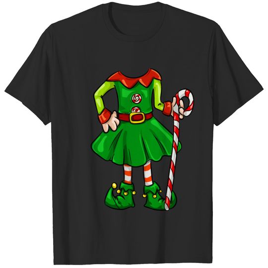 Cute Elf Girl Costume Candy Cane T-shirt