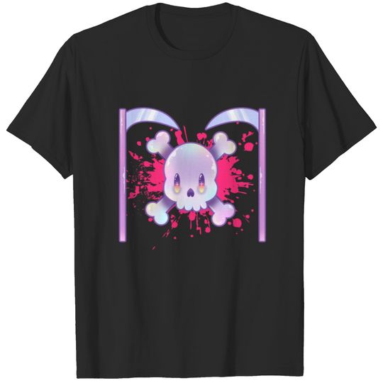 Yami Kawaii Pastel Goth Skull and Scythe T-shirt