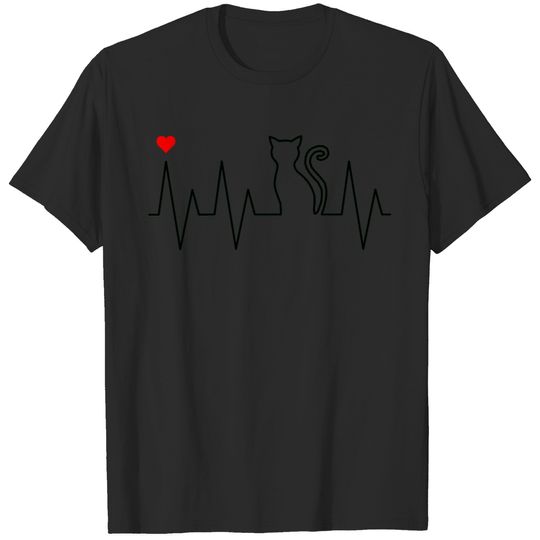 Cat Heartbeat (black) T-shirt