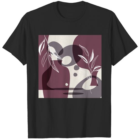 Abstract Leaves and Vases in Mulberry and T-shirt