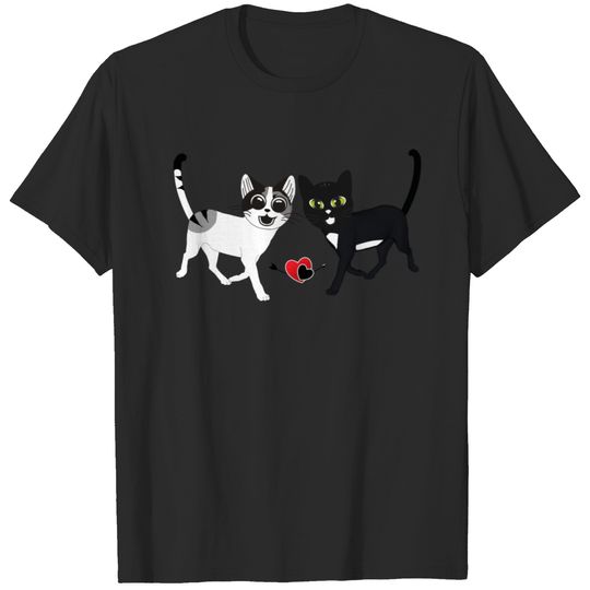 Tipsy & Tapsy Love Birds with Heart - Cat design T-shirt