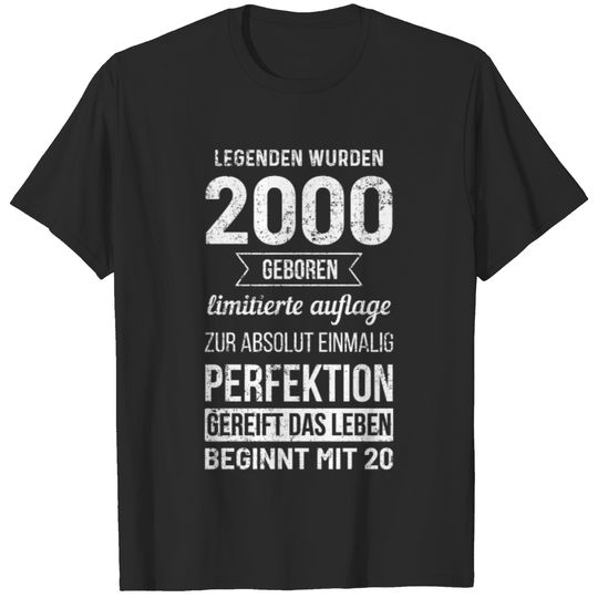 2000 Legend Born 20 Birthday Birthday Party T-shirt
