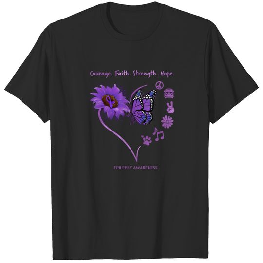 Courage. Faith. Strength. Hope Epilepsy Awareness T-shirt