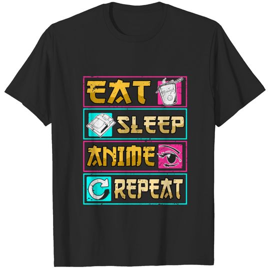 Funny Anime Eat Sleep Repeat Saying Gift T-shirt