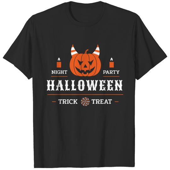 Halloween Scary Night Party Orange Pumpkin T-shirt