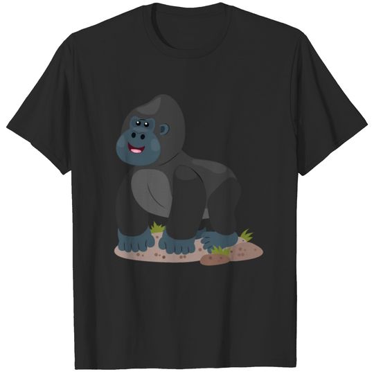 Cute happy big gorilla cartoon illustration T-shirt