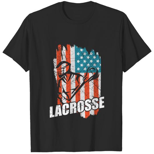 American Flag USA Lacrosse Player Fourth of July T-shirt