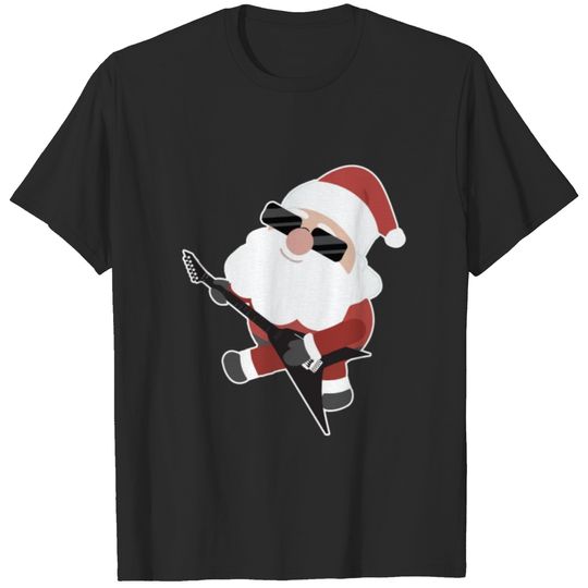 Rock n Roll Guitar Santa Claus Guitarist Christmas T-shirt