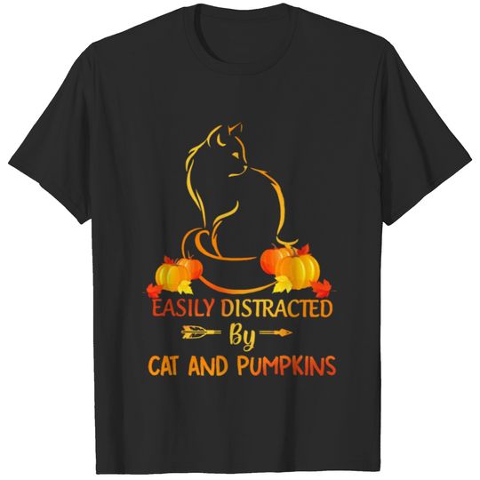 Easily Distracted By Cats Pumpkins T-shirt