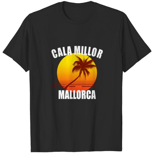 Cala Millor Mallorca vacation sunset palm tree T-shirt