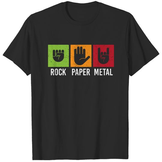 rock paper metal Schere Stein Papier Spiel Hände T-shirt