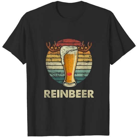 Reinbeer Santa Beer Mugs Christmas Beer Drinking T-shirt