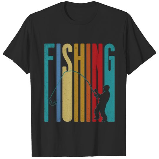Vintage Fly Fishing Rod Bass Fisherman Themed Gift T-shirt