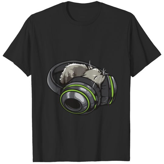 Small Cat Headphones T-shirt