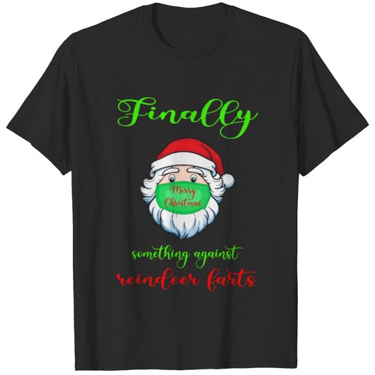 Christmas mask reindeer farts Santa Claus T-shirt