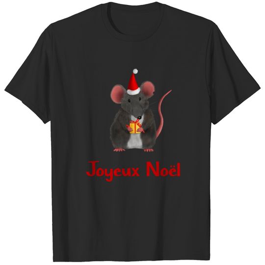 Christmas rat mouse with present - Joyeux Noel T-shirt