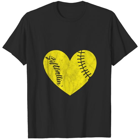 Love Game Player Ball Softball Baseball Heart T-shirt