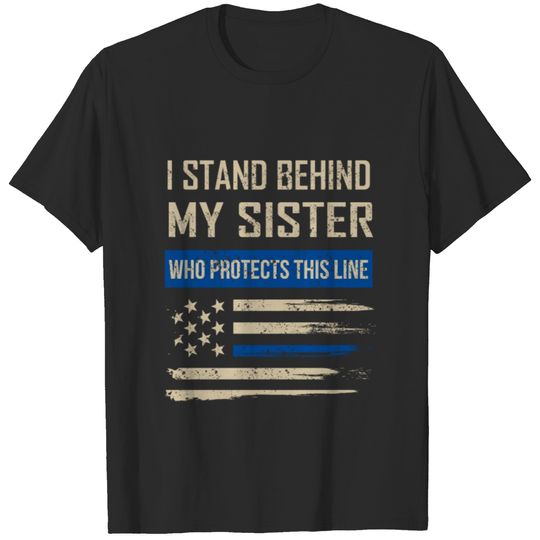 Law Enforcement Police Sister Family Blue Thin T-shirt