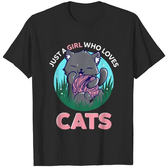 Just A Girl Who Loves Cats Gift Kids Women Cat T-shirt