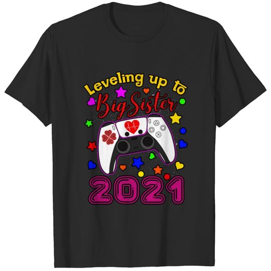 Leveling To Big Sister 2021 Gaming Nerd Gamer T-shirt