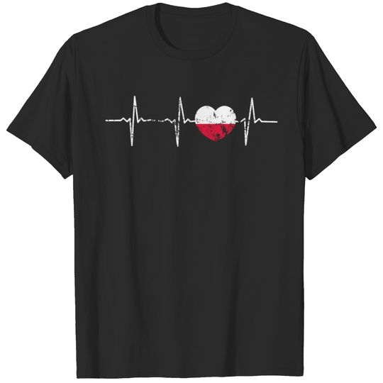 Heartbeat ECG Heartbeat Poland Flag Gift T-shirt