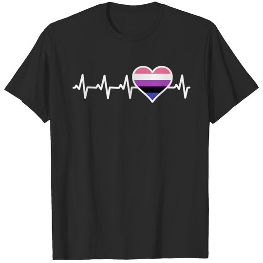 Genderfluid Nonbinary No Gender Fluid Heartbeat Ou T-shirt
