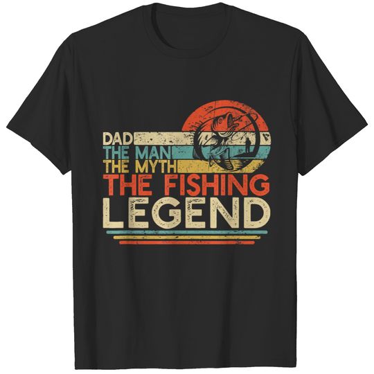 Mens Vintage Bass Fishing Dad Man The Myth The T-shirt
