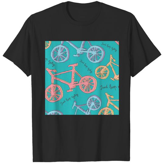 Just Keep Cycling Rainbow Bicycle Patterns T-shirt