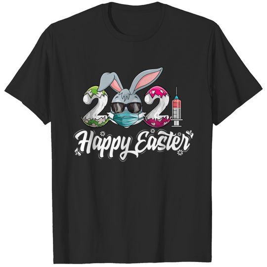 Happy Easter Day 2021 Bunny Wearing Mask T-shirt
