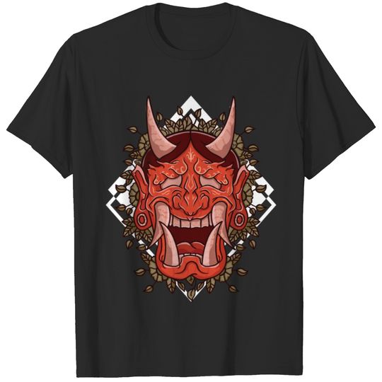 Japanese demon art face Skull devil oni harajuku T-shirt