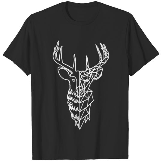 Half Geometric Deer White T-shirt