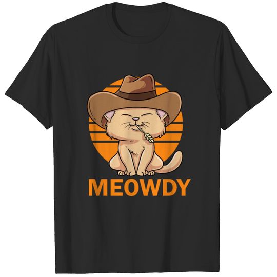 Texan Meowdy Cat Cowboy Design for Cat Owners T-shirt