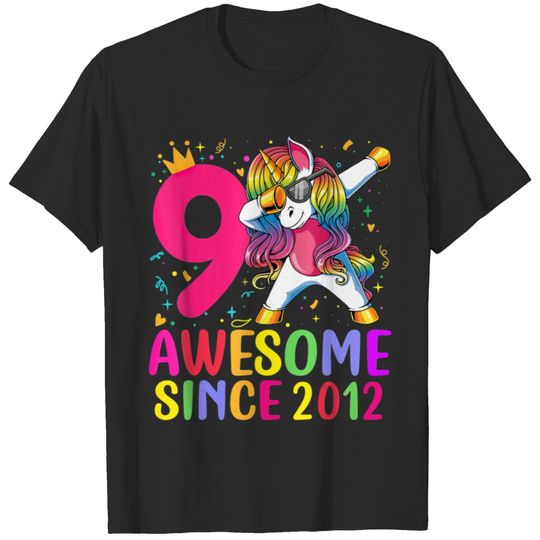 9 year old girl 9th Birthday unicorns gifts for T-shirt