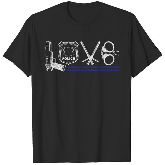 Police And Law Enforcement Love Blue Line Design T T-shirt