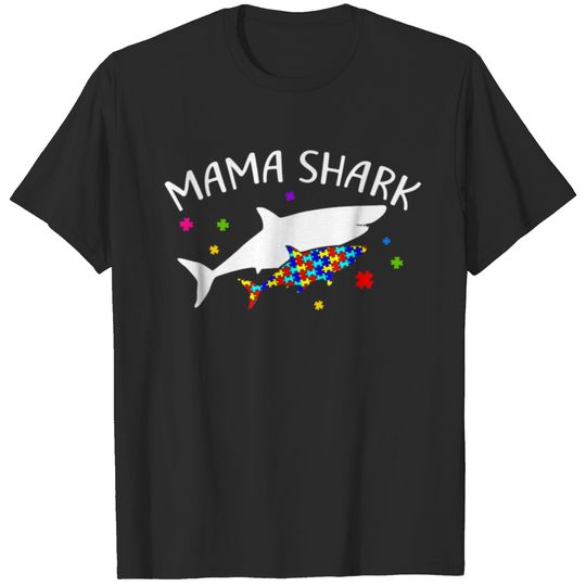 Mama Shark Cool Autism Awareness Gift T Shirt T-shirt