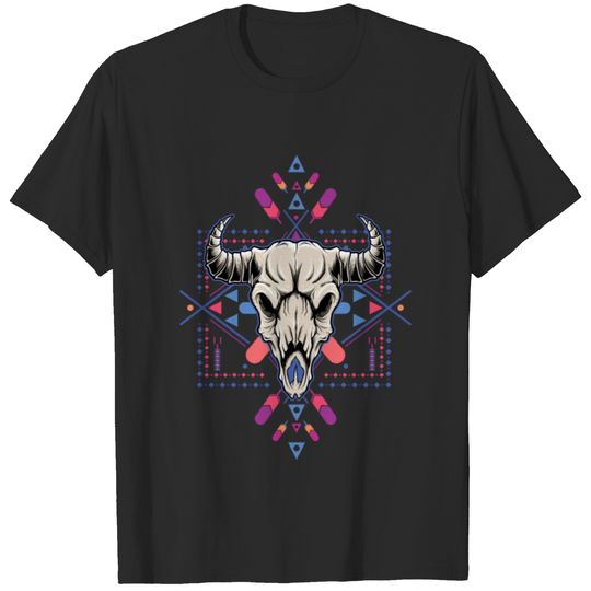 Aztec Cow Bull Skull Aztec Culture Aztec Warrior T-shirt