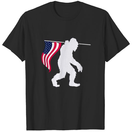 Bigfoot USA Flag 4th Of July Fourth T-shirt