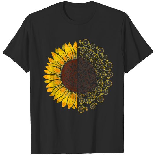 Bicycle Sunflower Bike Lover Biking Cycle Gift T-shirt