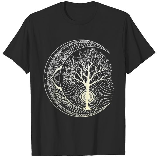 Mandala Moon Tree of Life Tattoo Style T-shirt