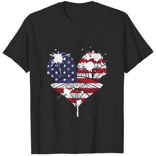 Fourth of July Heart American Flag T-shirt