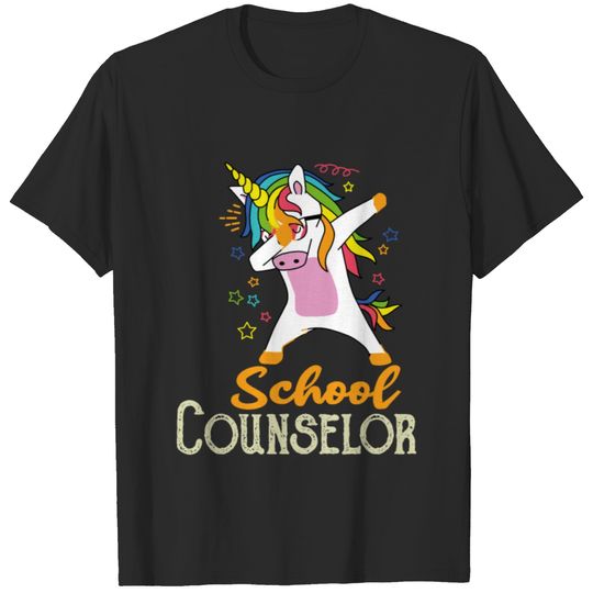 Love School Counselor Rainbow Hair Unicorn Teacher T-shirt