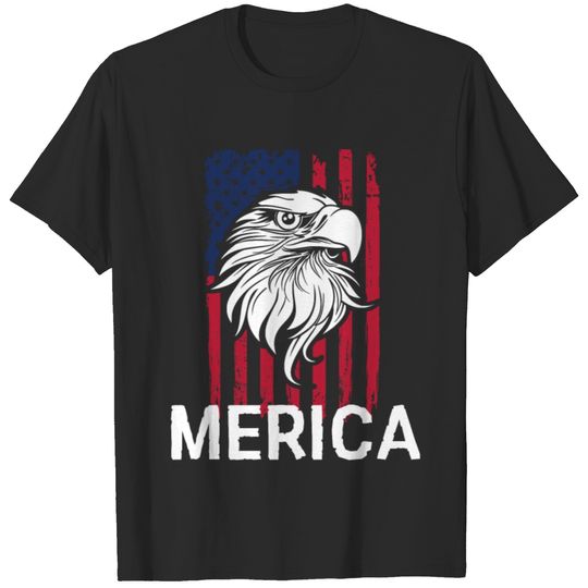 Merica American Flag USA Eagle Patriotic July 4th T-shirt