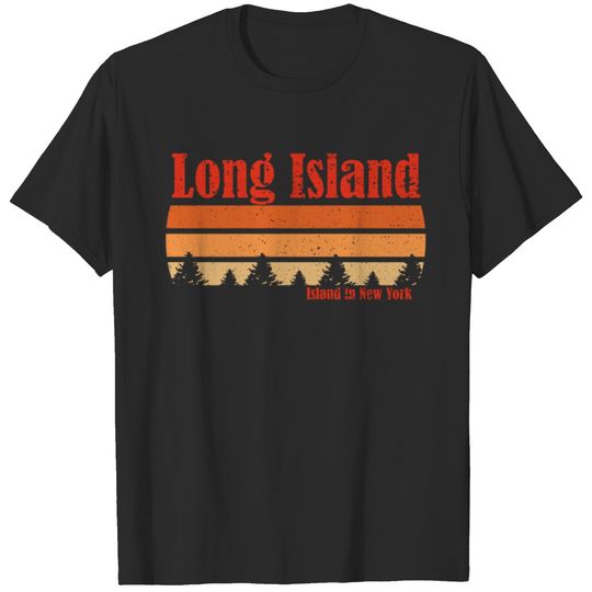 Long Island New York Weathered 70's 80's Style T-shirt